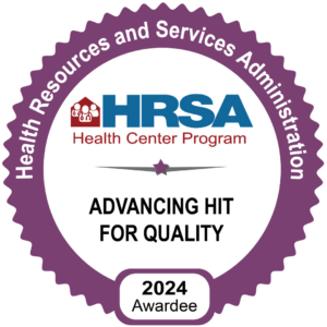 HRSA badge. Advancing HIT for Quality 2024